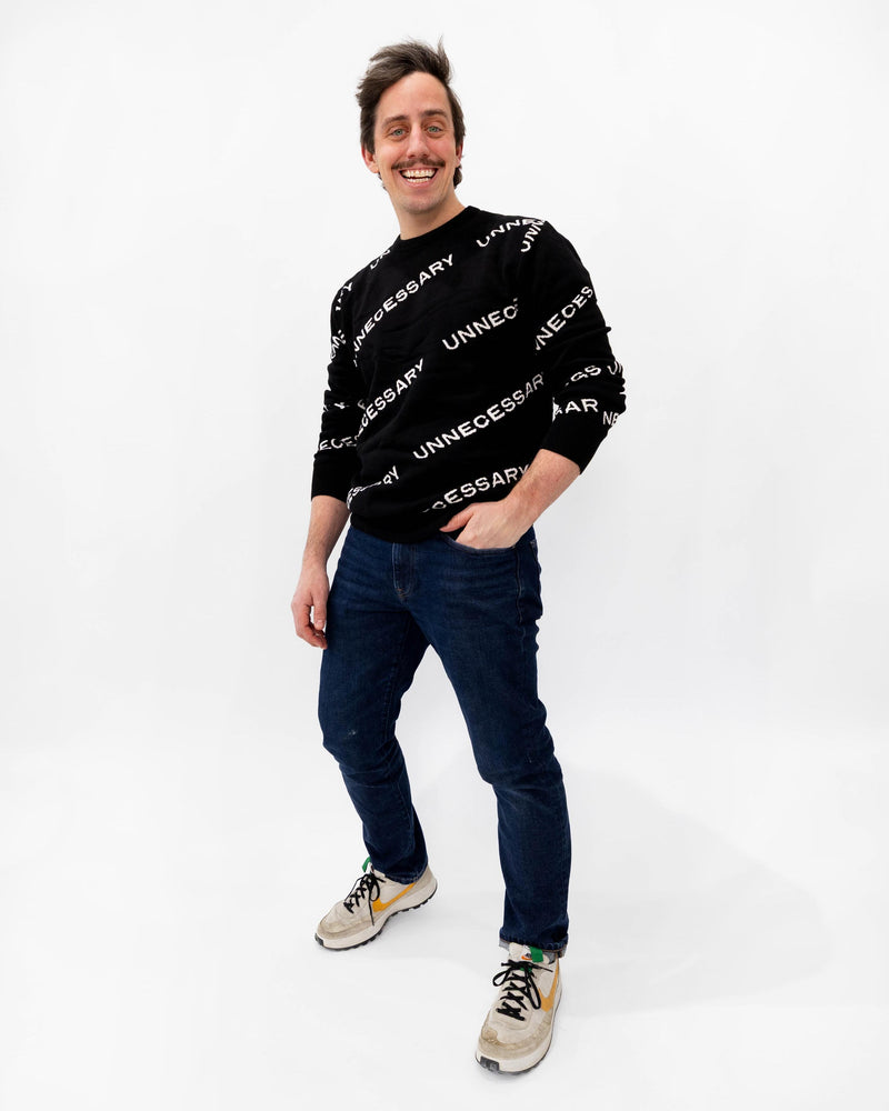 The Unnecessary Sweater - All Over Print Black Designer Sweater